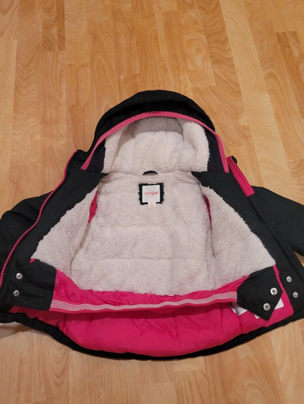 Cat & Jack Sherpa Lined Black Sparkle Winter Coat Size 2T Extra Warm Waterproof